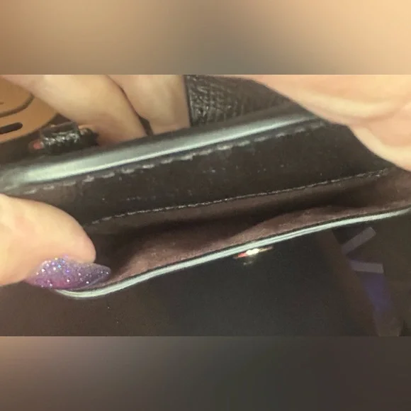 Coach Black Leather Phone Crossbody with Gold Logo - Picture 5 of 6